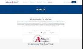 
							         About Us - Meet Allegro Credit - Allegro Credit®								  
							    