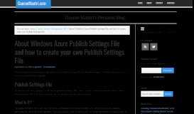 
							         About Windows Azure Publish Settings File and how to create your ...								  
							    