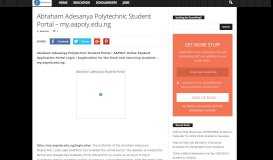 
							         Abraham Adesanya Polytechnic Student Portal - my.aapoly.edu.ng ...								  
							    