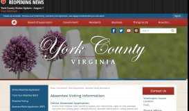 
							         Absentee Voting Information | York County, VA								  
							    