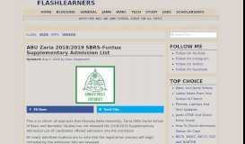 
							         ABU Zaria 2018/2019 SBRS-Funtua Supplementary Admission List Out								  
							    