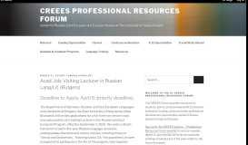 
							         Acad. Job: Visiting Lecturer in Russian Lang/Lit. (Rutgers) | CREEES ...								  
							    