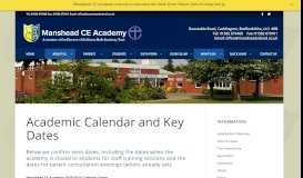 
							         Academic Calendar and Key Dates – Manshead CE Academy								  
							    