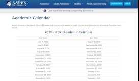 
							         Academic Calendar | Aspen University								  
							    