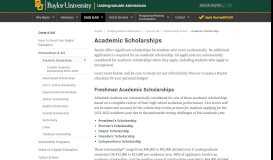 
							         Academic Scholarships | Undergraduate Admissions | Baylor University								  
							    