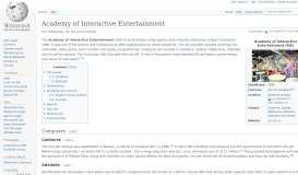 
							         Academy of Interactive Entertainment - Wikipedia								  
							    