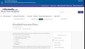 
							         Accepted Insurance Plans | West Hills Hospital								  
							    