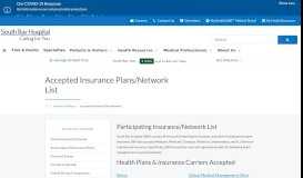 
							         Accepted Insurance Plans/Network List | South Bay Hospital								  
							    