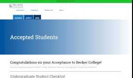 
							         Accepted Students | Deposit Today - Becker College								  
							    