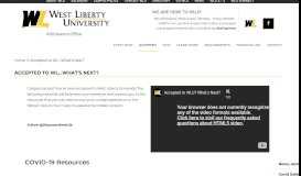 
							         Accepted to WL...What's Next? - West Liberty University								  
							    