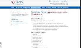 
							         Accepting New Patients in Carlisle PA | Sadler Health Center								  
							    