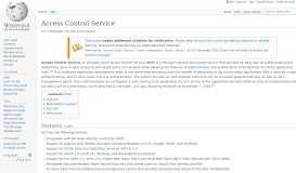 
							         Access Control Service - Wikipedia								  
							    