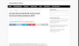 
							         Access Diamond Bank Entry-level Graduate ... - Recruitment Portal								  
							    