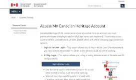 
							         Access My Canadian Heritage Account								  
							    