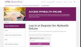 
							         Access MyHealth OnLine | UPMC Health Plan								  
							    