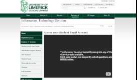 
							         Access your Student Email Account | University of Limerick								  
							    