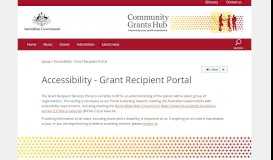 
							         Accessibility - Grant Recipient Portal | Community Grants Hub								  
							    