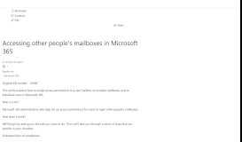
							         Accessing other people's mailboxes in Office 365 - Microsoft Support								  
							    