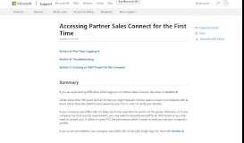
							         Accessing Partner Sales Connect for the First Time - Microsoft Support								  
							    