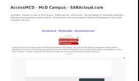 
							         AccessMCD - McD Campus - SABAcloud.com								  
							    