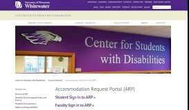 
							         Accommodation Request Portal (ARP) | University of ... - UW-Whitewater								  
							    