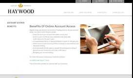 
							         Account Access Benefits - Haywood Securities Inc.								  
							    