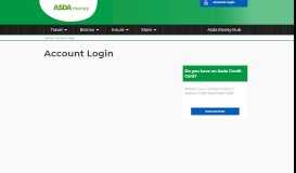 Asda Credit Card Login Step 1 Page