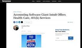 
							         Accounting Software Giant Intuit Offers Health-Care, 401(k) Services								  
							    