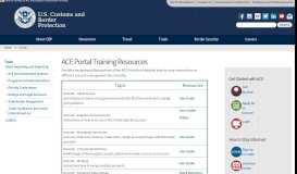 
							         ACE Portal Training Resources | U.S. Customs and Border Protection								  
							    