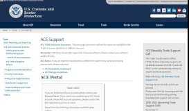 
							         ACE Support | U.S. Customs and Border Protection								  
							    