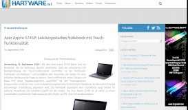 
							         Acer Aspire 5745P: Leistungsstarkes Notebook mit Touch-Funktionalität								  
							    