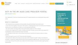 
							         ACFI in the My Aged Care Provider Portal - Provider Assist								  
							    