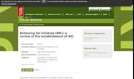 
							         Achieving for children afc a review of the establishment of afc - The ...								  
							    