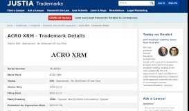 
							         ACRO XRM Trademark - Serial Number 76348820 :: Justia ...								  
							    