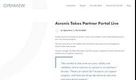 
							         Acronis Takes Partner Portal Live - News | OpenView Venture Partners								  
							    