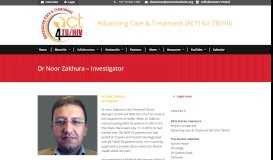 
							         ACT4TBHIV » Dr Noor Zakhura – Investigator								  
							    