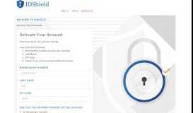 
							         Activate Account - IDShield								  
							    