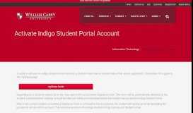 
							         Activate Indigo Student Portal Account | William Carey University								  
							    