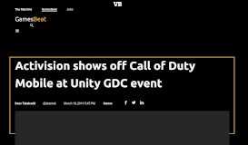 
							         Activision shows off Call of Duty Mobile at Unity GDC event ...								  
							    