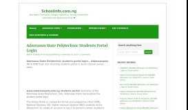 
							         Adamawa State Polytechnic Students Portal Login - Schoolinfo.com.ng								  
							    