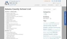 
							         Adams County School List - Community Reach Center								  
							    