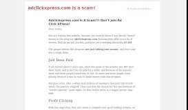 
							         adclickxpress.com is a scam! | Do Not Join Ad Click XPress!								  
							    
