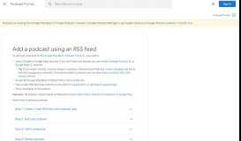 
							         Add a podcast using an RSS feed - Podcast Portal Help								  
							    