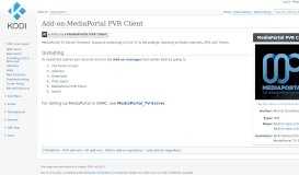 
							         Add-on:MediaPortal PVR Client - Official Kodi Wiki								  
							    