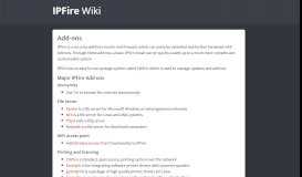 
							         Add-ons [wiki.ipfire.org] - the IPFire wiki!								  
							    