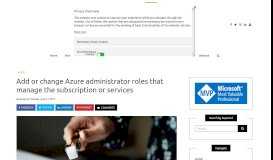 
							         Add or change Azure administrator roles that manage the subscription ...								  
							    