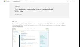 
							         Add signatures and disclaimers to your email with Office 365 - Microsoft								  
							    