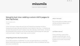 
							         adding custom ASPX pages to the FIM Portal - missmiis								  
							    