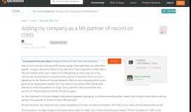 
							         Adding my company as a MS partner of record on O365 - Office 365 ...								  
							    