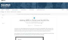 
							         Adding WMS in Portal and ArcGIS Pro | GeoNet, The Esri Community ...								  
							    